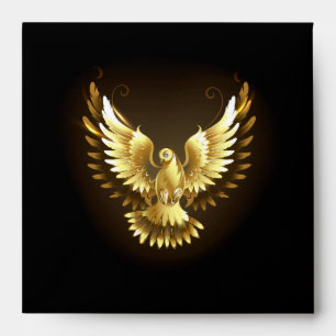 Faux Gold Foil Peace Dove on Black Envelope