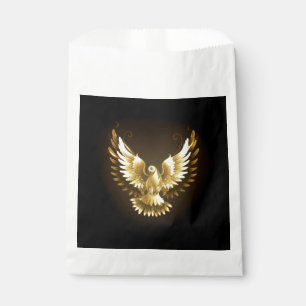 Faux Gold Foil Peace Dove on Black Favour Bag