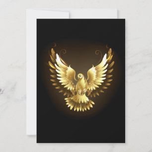 Faux Gold Foil Peace Dove on Black Holiday Card