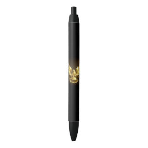 Faux Gold Foil Peace Dove on Black Ink Pen
