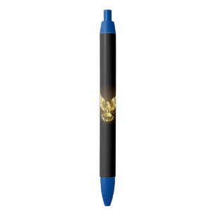 Faux Gold Foil Peace Dove on Black Ink Pen