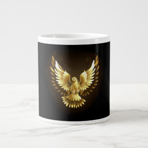 Faux Gold Foil Peace Dove on Black Large Coffee Mug