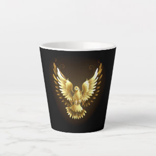 Faux Gold Foil Peace Dove on Black Latte Mug