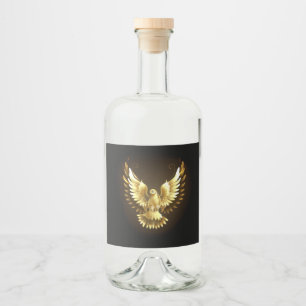 Faux Gold Foil Peace Dove on Black Liquor Bottle Label