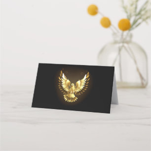 Faux Gold Foil Peace Dove on Black Loyalty Card