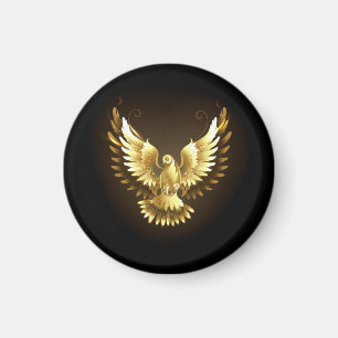 Faux Gold Foil Peace Dove on Black Magnet