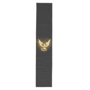 Faux Gold Foil Peace Dove on Black Medium Table Runner