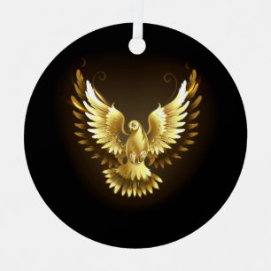 Faux Gold Foil Peace Dove on Black Metal Tree Decoration