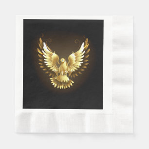 Faux Gold Foil Peace Dove on Black Napkin