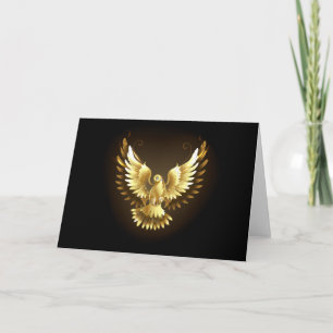 Faux Gold Foil Peace Dove on Black Note Card