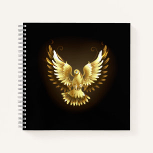 Faux Gold Foil Peace Dove on Black Notebook