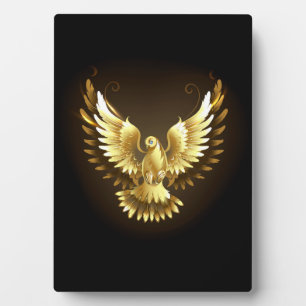 Faux Gold Foil Peace Dove on Black Plaque