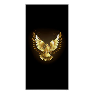 Faux Gold Foil Peace Dove on Black Poster