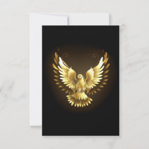 Faux Gold Foil Peace Dove on Black RSVP Card