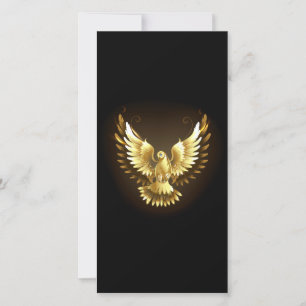 Faux Gold Foil Peace Dove on Black Thank You Card