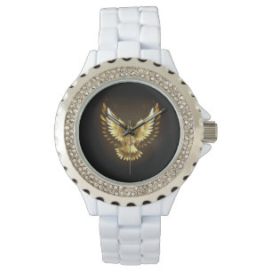 Faux Gold Foil Peace Dove on Black Watch