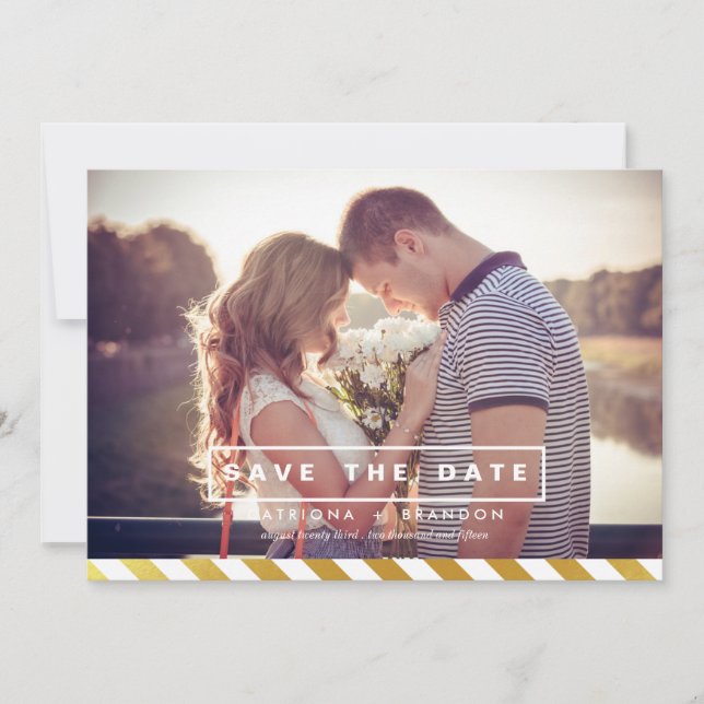 FAUX GOLD FOIL PHOTO SAVE THE DATE ANNOUNCEMENT (Front)