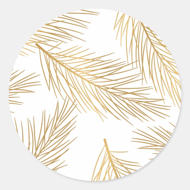 Faux Gold Foil Pine Needles Holiday Sticker (Front)