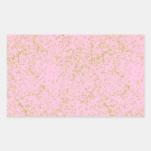 Faux Gold Foil Pink Background Sprinkle Glitter Rectangular Sticker