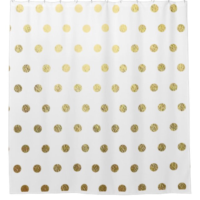 Faux Gold Foil Polka Dot Bathroom Shower Curtain (Front)
