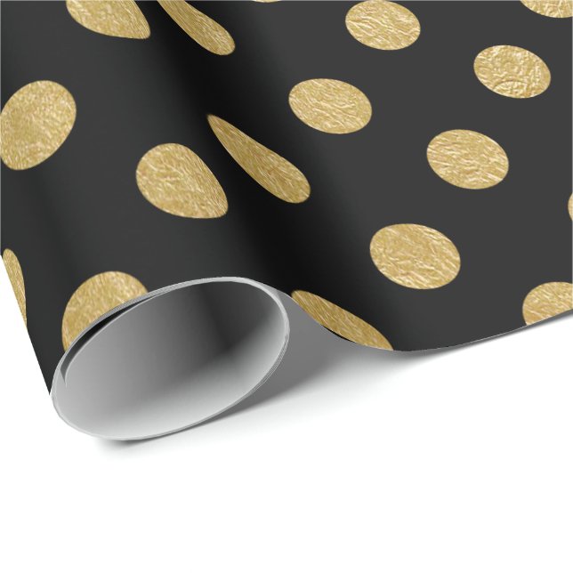 Faux Gold Foil Polka Dot Pattern Wrapping Paper (Roll Corner)