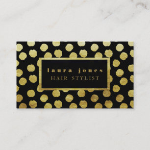 Faux Gold Foil Polka Dots Hair Stylist Template Business Card