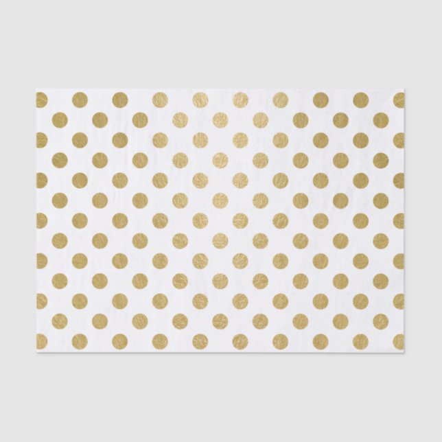 Faux Gold Foil Polka Dots Pattern Tissue Paper (Front)