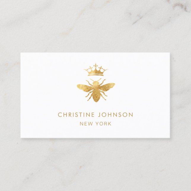 faux gold foil queen bee business card (Front)