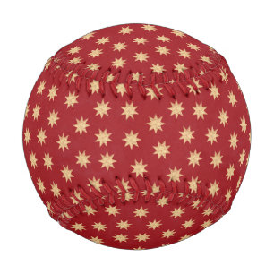 Faux Gold Foil & Red Stars Pattern Baseball
