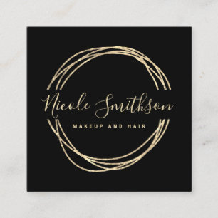 FAUX gold foil round frame Square Business Card