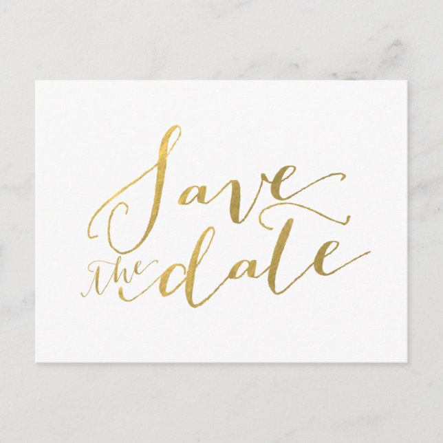 Faux Gold Foil Save the Date Postcard 2 (Front)