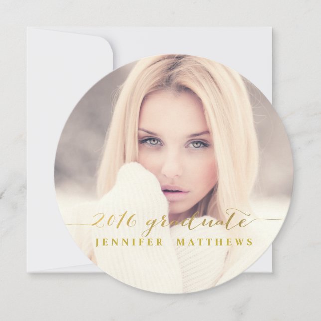 Faux Gold Foil Script 2016 Graduation Party Invitation (Front)