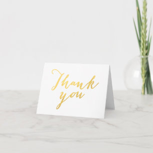 Faux Gold Foil Script Chic Wedding Thank You Card