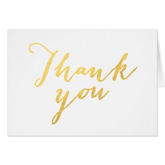 Faux Gold Foil Script Chic Wedding Thank You Card