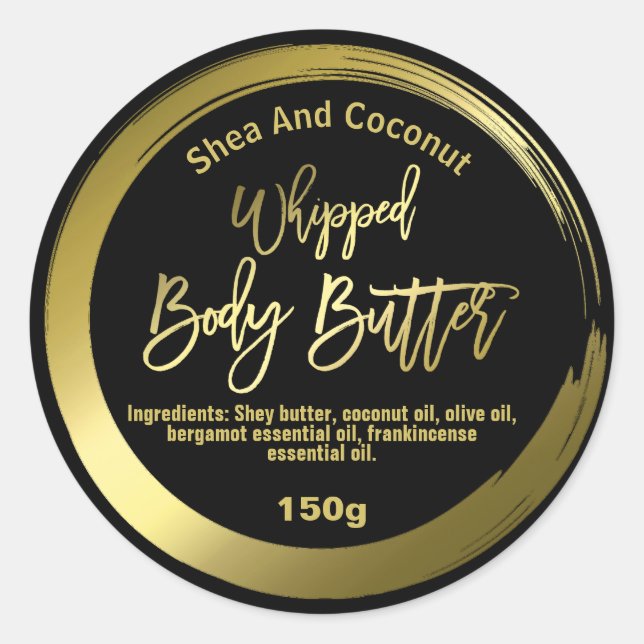 FAUX Gold Foil Shea Body Butter Circle Labels (Front)