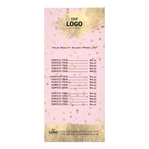 faux gold foil stars beauty salon price list rack card