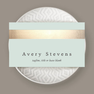 Faux Gold Foil Stripe Modern Stylish Turquoise Business Card
