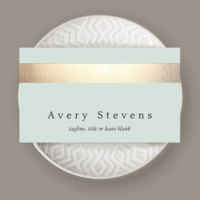 Faux Gold Foil Stripe Modern Stylish Turquoise Business Card (Creator Uploaded)