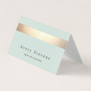 Faux Gold Foil Striped Elegant Light Blue Chic Business Card