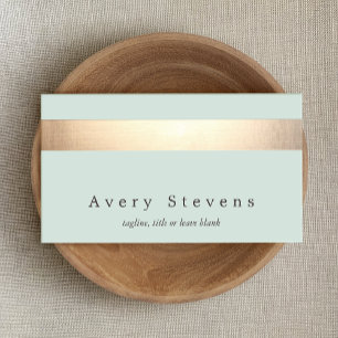Faux Gold Foil Striped Elegant Light Blue Chic Business Card