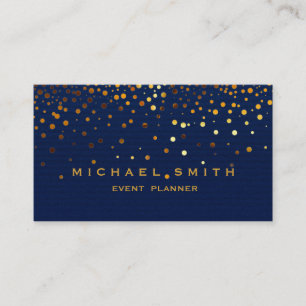 Faux Gold Foil Subtle Glitter Blue Business Card