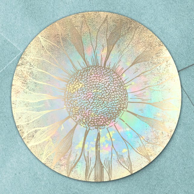 faux gold foil sunflower  classic round sticker (Creator Uploaded)