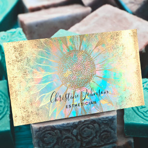 faux gold foil sunflower logo business card