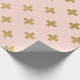 Faux Gold Foil Swiss Cross Pattern Wrapping Paper