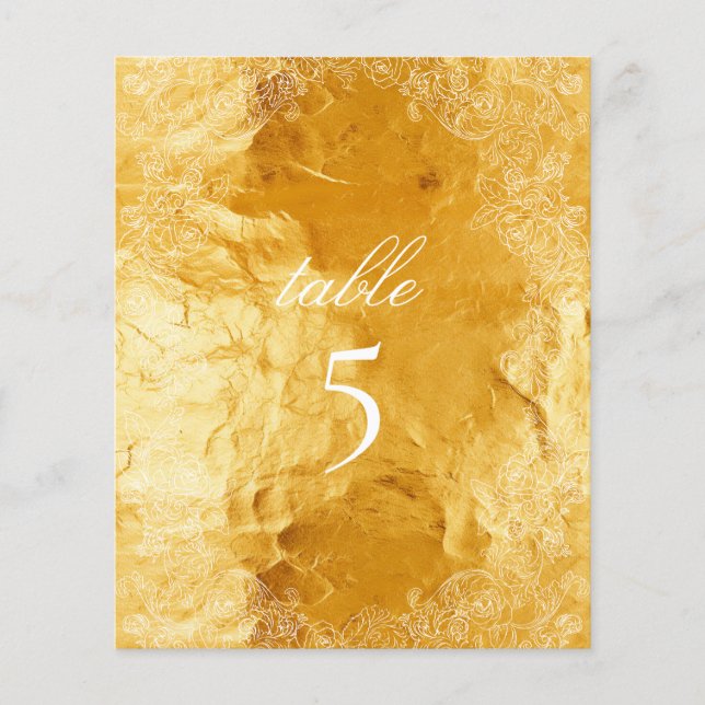 Faux Gold Foil Table Rococo Botanical Wreath (Front)