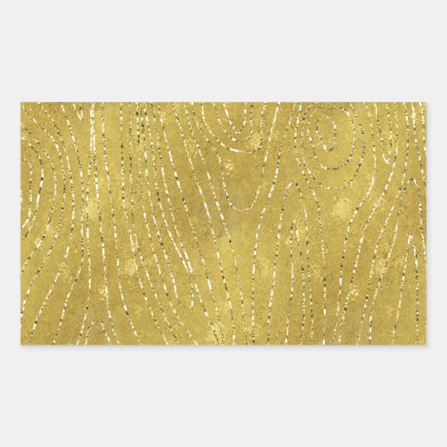 Faux Gold Foil Texture Background Sparkle Template Rectangular Sticker (Front)