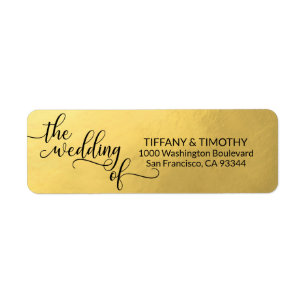 Faux Gold Foil THE WEDDING OF Return Address Return Address Label