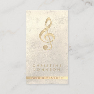 faux gold foil treble clef music teacher business card