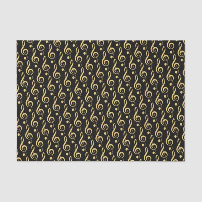Faux Gold Foil Treble Clef Musical Tissue Paper (Front)