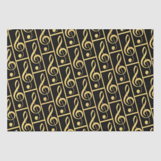 Faux Gold Foil Treble Clef Musical Wrapping Paper